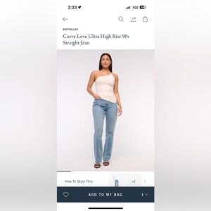 BRAND NEW Abercrombie Curve Love Ultra High Rise 90s Straight Jeans, Raw Hem